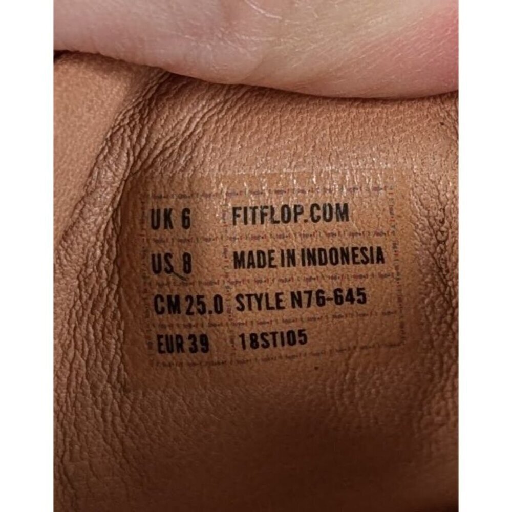 Fit Flop Derby Tan Leather Shoes Size 8 Women's Slip Ons - Picture 6 of 7